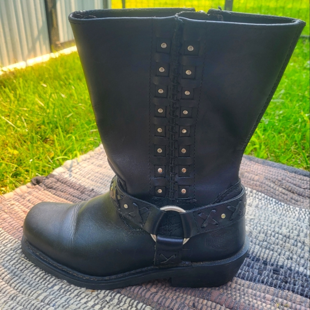 Harley Davidson Black Leather Boots Sz 7
